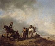 Philips Wouwerman A View on a Seashore with Fishwives Offering Fish to a Horseman china oil painting reproduction